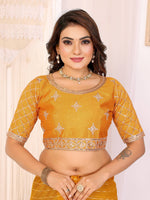 Thumbnail for Vedant Vastram Georgette Embroidered & Sequin work Bollywood Fancy Saree - Mustard - Dista