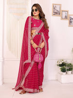 Thumbnail for Vedant Vastram Georgette Embroidered & Sequin work Bollywood Fancy Saree - Pink - Dista