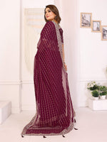 Thumbnail for Vedant Vastram Georgette Embroidered & Sequin work Bollywood Fancy Saree - Wine - Dista