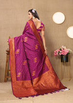 Thumbnail for Lorenvalley Fashion Magenta Soft Silk Copper Zari weaving Design Saree - Distacart