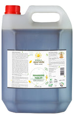 Thumbnail for Kerala Ayurveda Mahamasha Thailam herbal massage oil 5L container with detailed label showing ingredients, usage instructions, and benefits.
