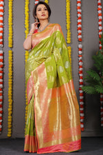 Thumbnail for Anaita Green Woven Design Pure Silk Banarasi Saree With Blouse - Distacart