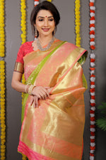 Thumbnail for Anaita Green Woven Design Pure Silk Banarasi Saree With Blouse - Distacart