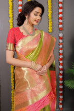 Thumbnail for Anaita Green Woven Design Pure Silk Banarasi Saree With Blouse - Distacart