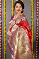 Thumbnail for Anaita Red Woven Design Pure Silk Banarasi Saree With Blouse - Distacart