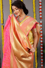 Thumbnail for Anaita Yellow Woven Design Pure Silk Banarasi Saree With Blouse - Distacart