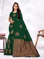 Thumbnail for Vedant Vastram Litchi Silk Designer Banarasi Saree - Green - Distacart