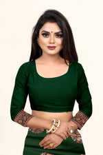 Thumbnail for Vedant Vastram Litchi Silk Designer Banarasi Saree - Green - Distacart