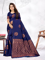 Thumbnail for Vedant Vastram Litchi Silk Designer Banarasi Saree - blue - Distacart