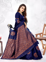 Thumbnail for Vedant Vastram Litchi Silk Designer Banarasi Saree - blue - Distacart