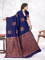 Thumbnail for Vedant Vastram Litchi Silk Designer Banarasi Saree - blue - Distacart