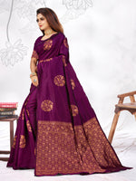 Thumbnail for Vedant Vastram Litchi Silk Designer Banarasi Saree - Wine - Distacart