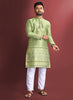 Prazu Fashion Light Green Jacquard Silk Amboj Work Kurta - Distacart