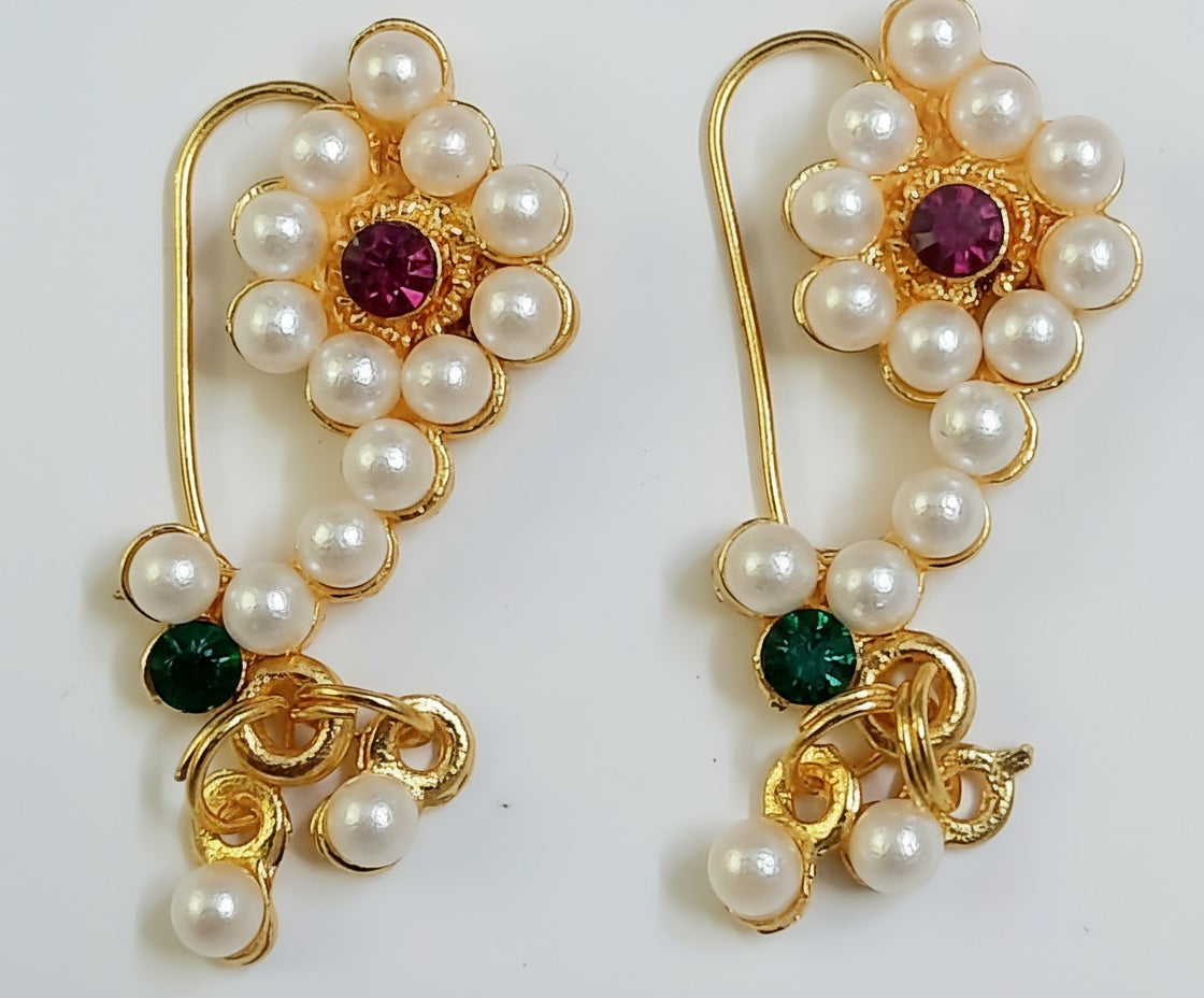 Elite Trading Marathi Nath for Women (Without Piercing) Traditional Maharashtrian Nose Ring Pair of Clip-On Nath for Wedding - Distacart