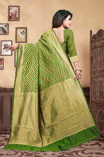 Thumbnail for Vedant Vastram Litchi Silk Designer Banarasi Saree - Mehndi - Distacart