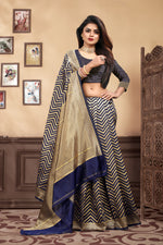 Thumbnail for Vedant Vastram Litchi Silk Designer Banarasi Saree - Navy Blue - Distacart