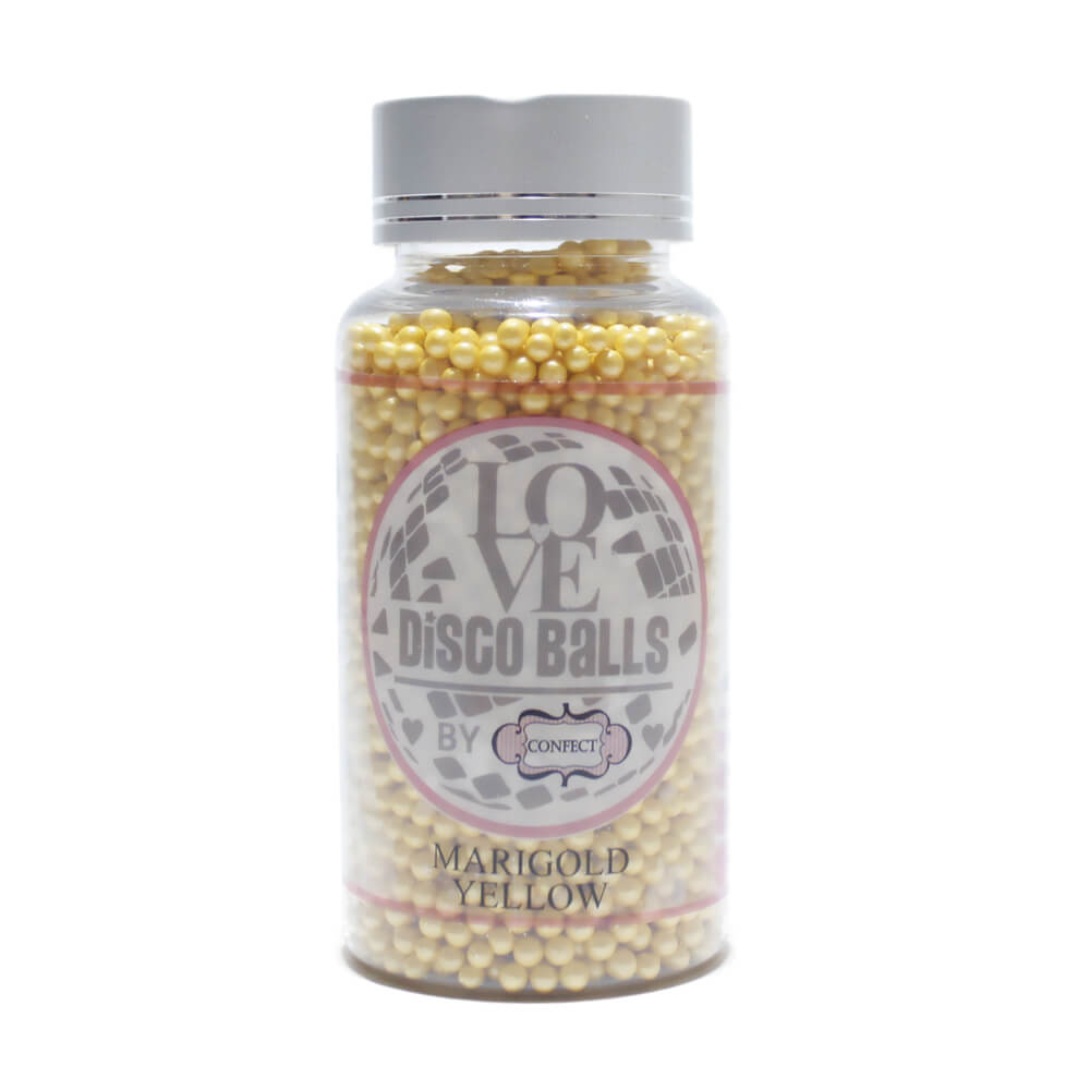 confect marigold yellow disco balls sprinkles 2 mm 120 gms