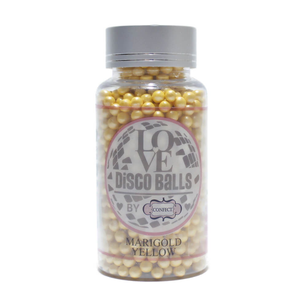 confect marigold yellow disco balls sprinkles 5 mm 120 gms