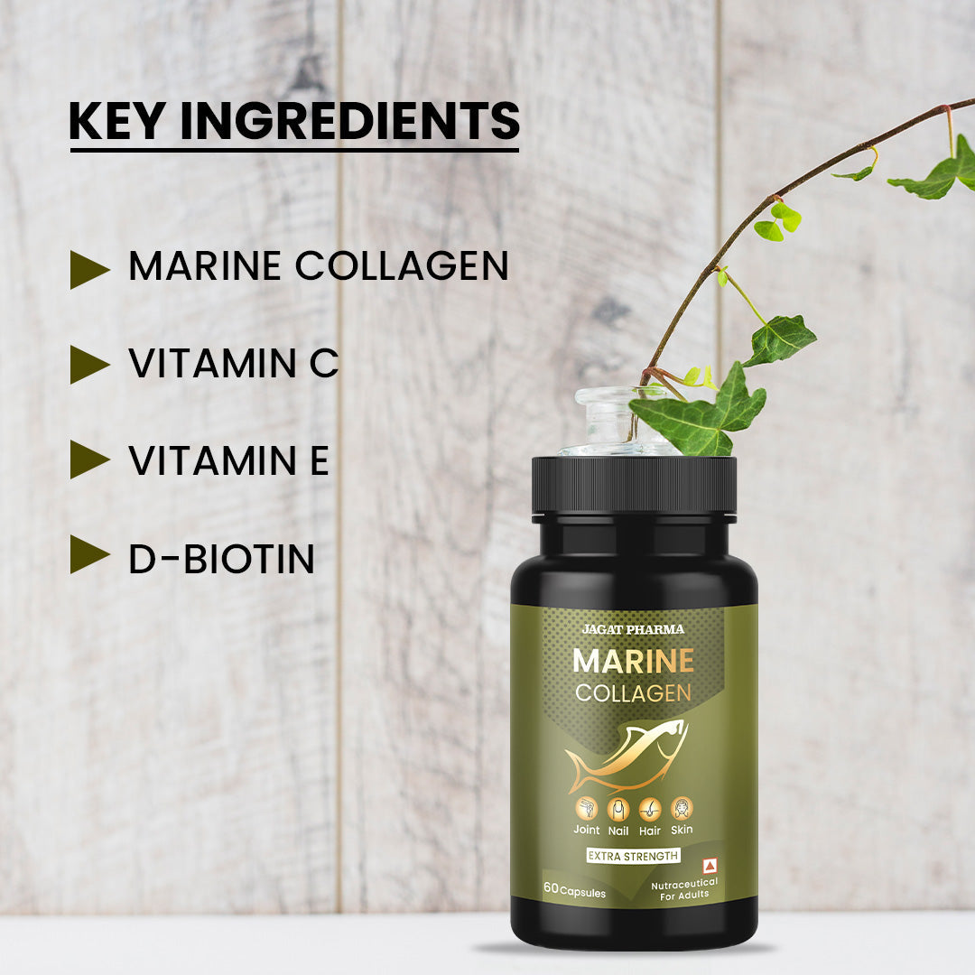 Jagat Pharma Marine Collagen Capsules for Hair, Skin, Joint, Nail, Bones