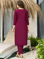 Thumbnail for The52 Women's Gorgeous Rayon Embroidery Straight Kurta with Pant And Dupatta Set