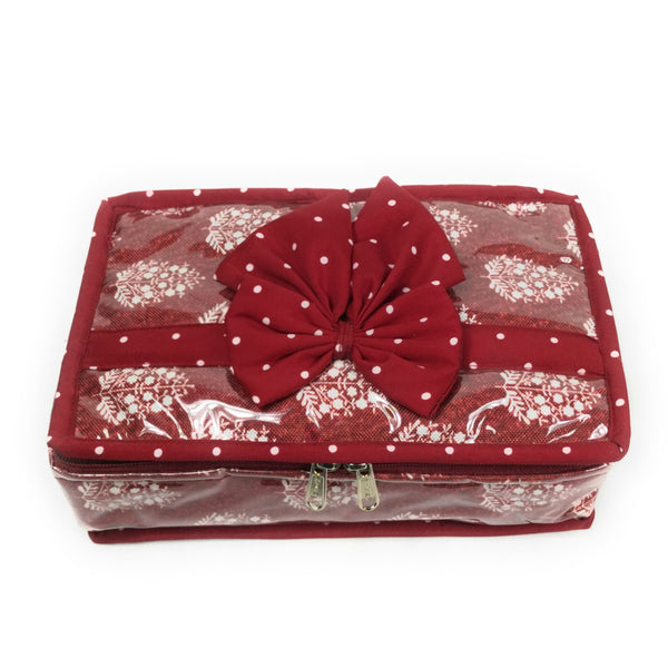 Asmaani Satin 6 Pocket Maroon Bow Jewellery Kit
