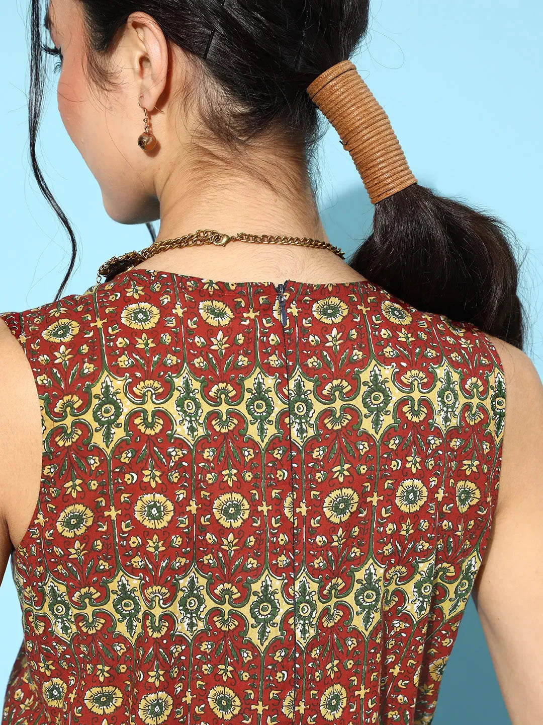 Yufta Maroon Printed Jumpsuit