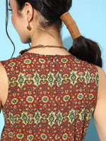 Thumbnail for Yufta Maroon Printed Jumpsuit