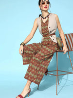 Thumbnail for Yufta Maroon Printed Jumpsuit