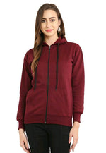 Thumbnail for PAVONINE Maroon Color Casual Winter Wear Hoodie Sweatshirt For Girls - Distacart