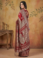 Thumbnail for Anaita Maroon Silk Blend Woven Saree With Blouse - Distacart