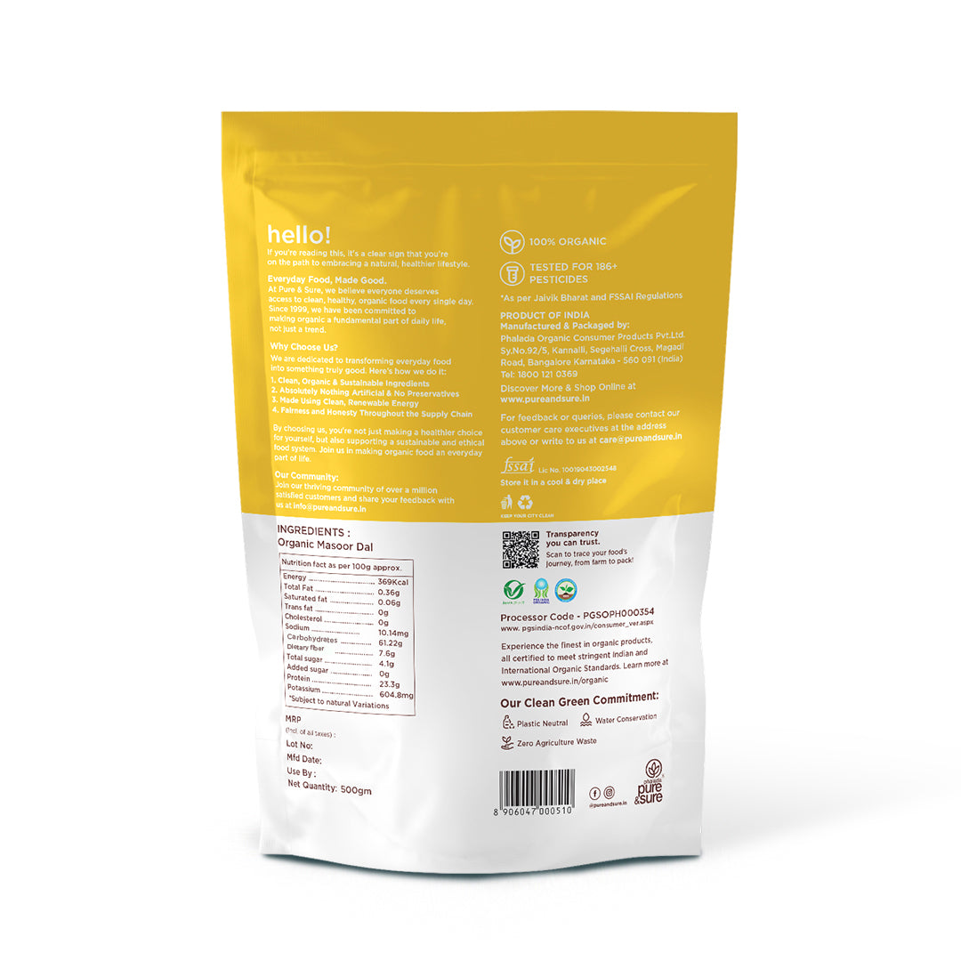 Pure & Sure Organic Masoor Dal - Distacart