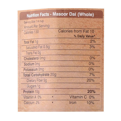 Organic Wellness Masoor Dal Whole - Distacart
