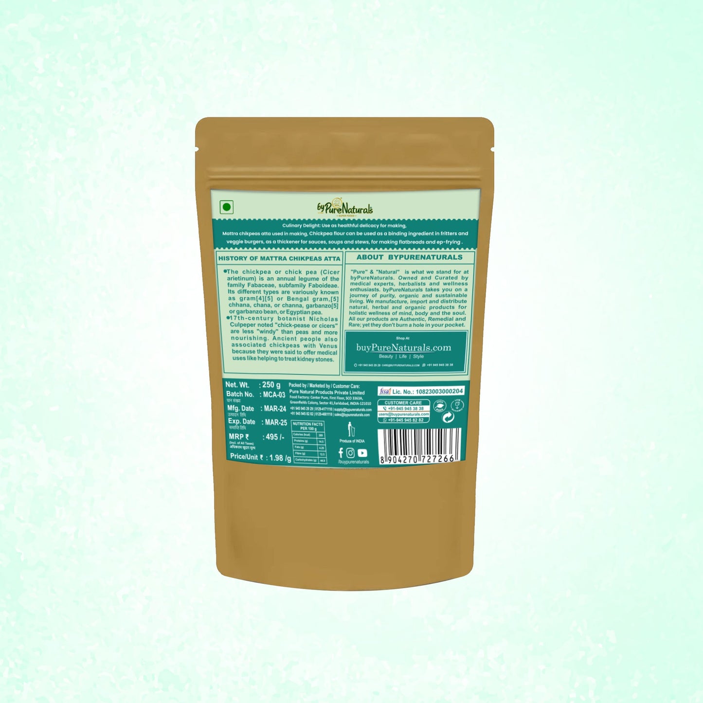 byPureNaturals Mattra Chikpeas Atta (Garbanzo Bean Flour) - Dista