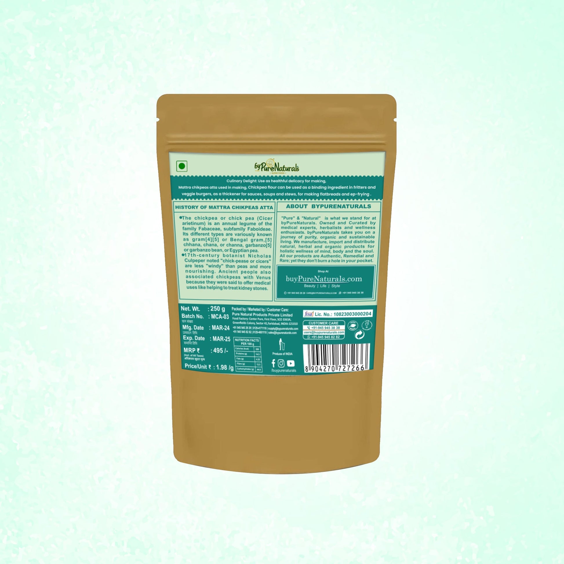 byPureNaturals Mattra Chikpeas Atta (Garbanzo Bean Flour) - Dista
