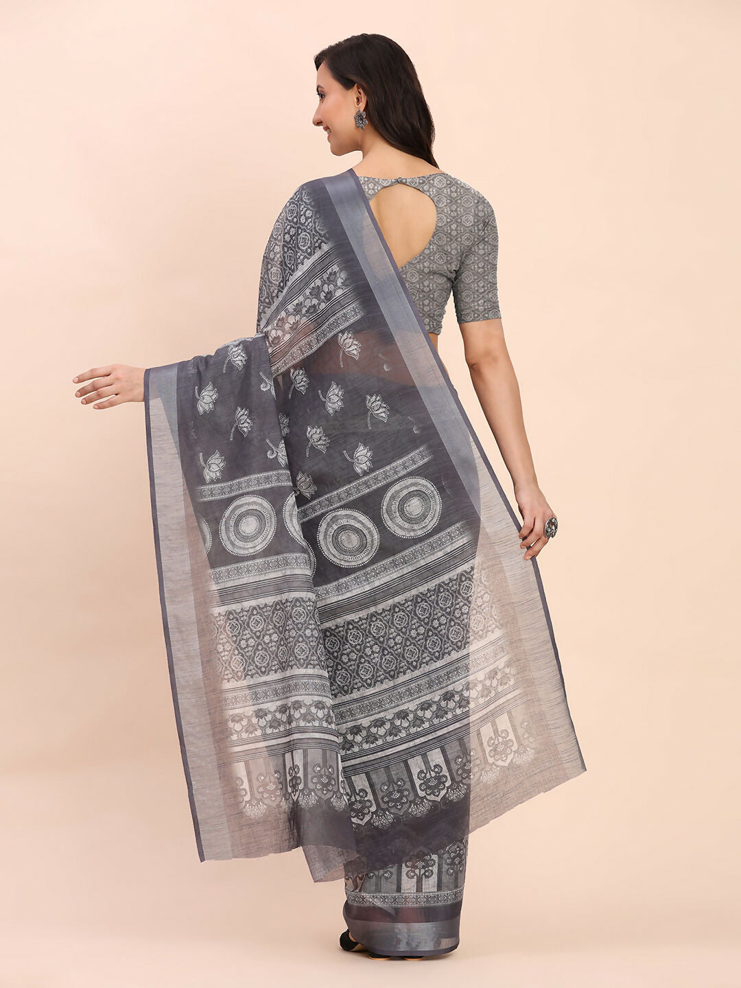 Astita Linen Cotton Black Saree