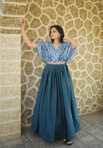 Thumbnail for Jyoti Fashion Women's Teal Printed with Sequins Chinon Anarkali Dress - Distacart