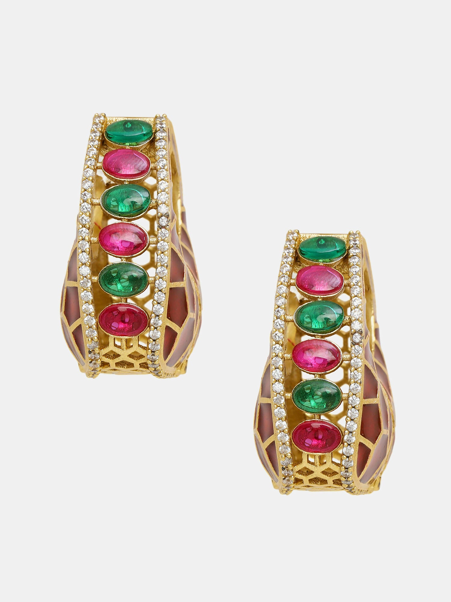 Ruby Raang Gold Polished Kundan Work Multi Loops - Dista