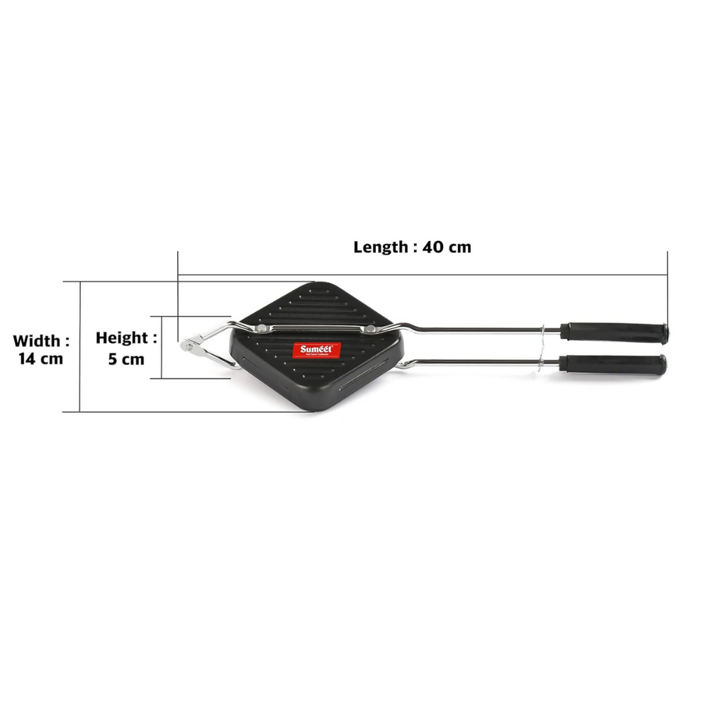 Sumeet Aluminium Nonstick Grill Gas Sandwich Toaster - Black - Dista
