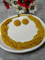 Thumbnail for Inhanns Vibrant Handmade 20 Layers Beaded Necklace With Matching Earrings - Yellow - Distacart