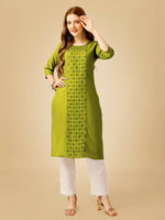 Thumbnail for Jyoti Fashion Women's Green Cotton Blend Embroidered Kurta Pant Set - Distacart