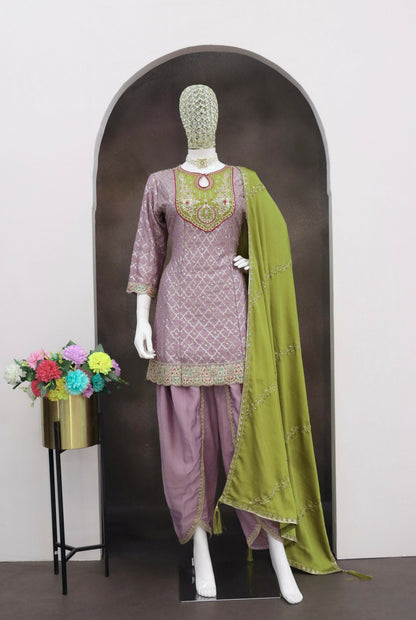 Anaita Lavender Embroidered Silk Stitched Dhoti Suit - Distacart