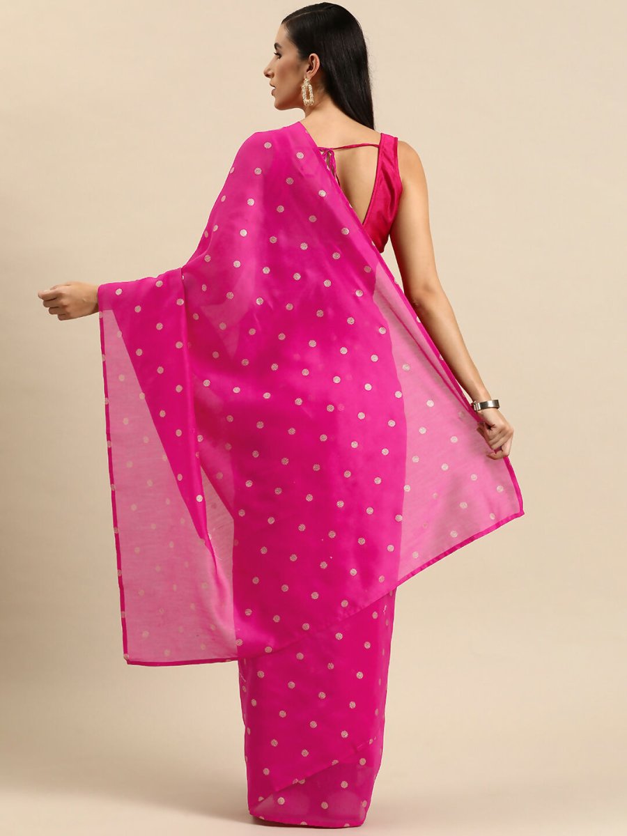 Ahalyaa Women's Traditional Semi Stitch Saree - Fuchsia - Distacart