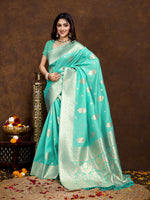 Thumbnail for Vedant Vastram Banarasi Silk Fashion Saree - Seegreen - Distacart