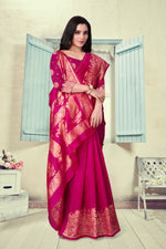 Thumbnail for Vedant Vastram Litchi Silk Designer Banarasi Saree - Magenta - Distacart