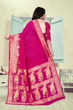 Thumbnail for Vedant Vastram Litchi Silk Designer Banarasi Saree - Magenta - Distacart