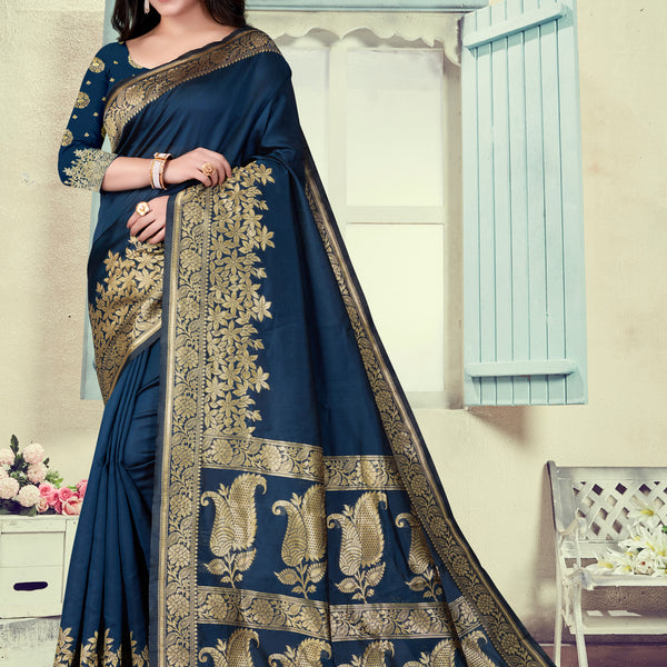 Vedant Vastram Litchi Silk Designer Banarasi Saree - Morpich - Distacart
