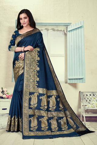 Vedant Vastram Litchi Silk Designer Banarasi Saree - Morpich - Distacart