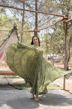 Thumbnail for Evanik Mehendi Faux Blooming Gown With Dupatta With Rich Sequins Embroidered work