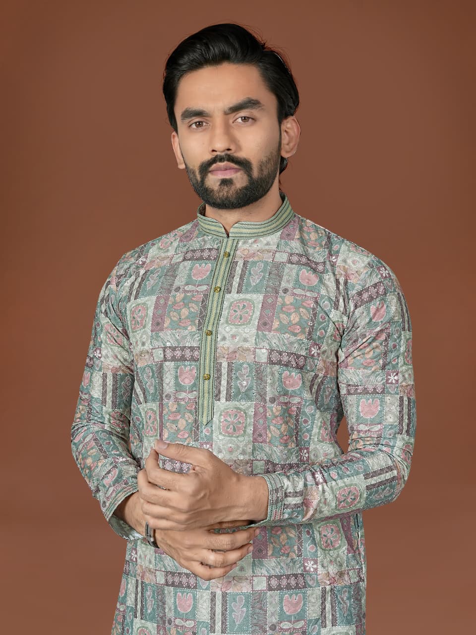 Anaita Mehendi Lucknowi Silk Straight Kurta - Distacart