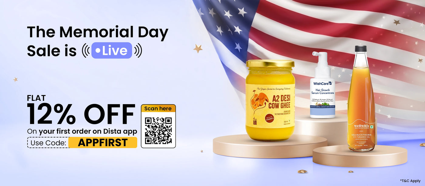 Distacart homepage banner showing 50% off Indian beauty brands